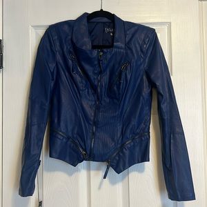BlankNYC Blue Vegan Leather Moto Jacket